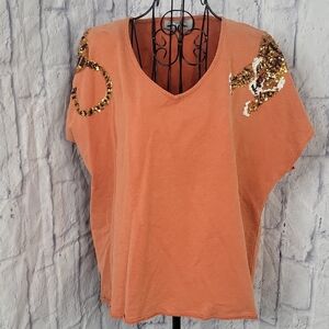 Blueb‎ Sequin Embellished Orange Blouse